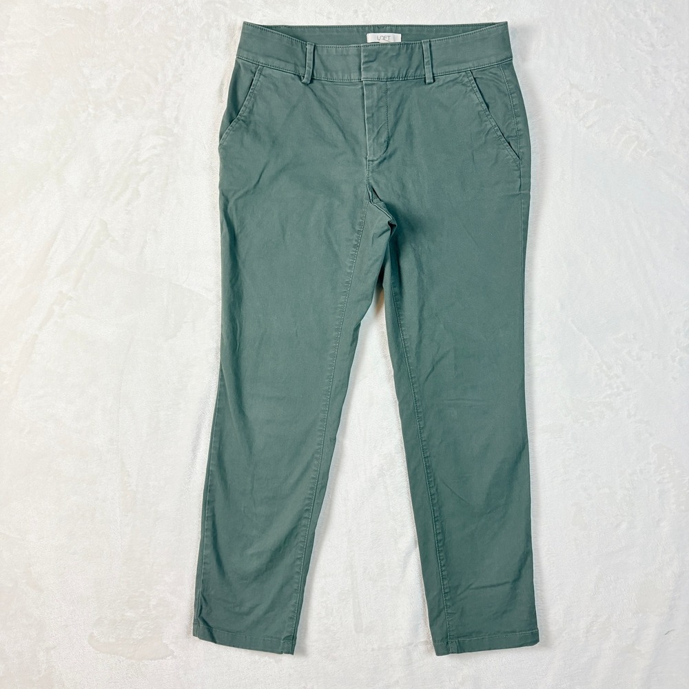 Loft Pants Women Sz 6 Sage Green Stretch Chino Slim Straight Leg Casual Trousers